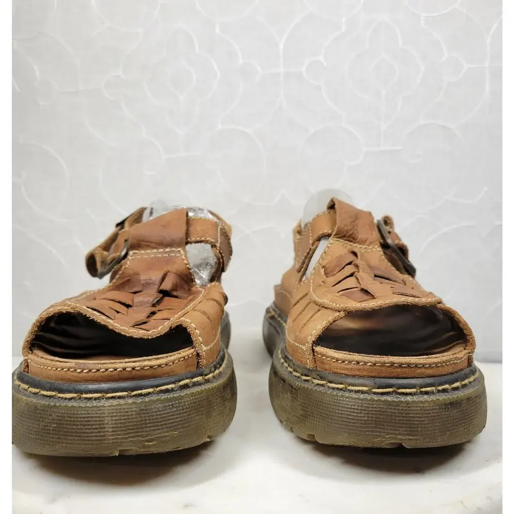 VTG Chunky Fisherman Sandals Mens @10 Brown Platform Soft Leather Open Toe Boho